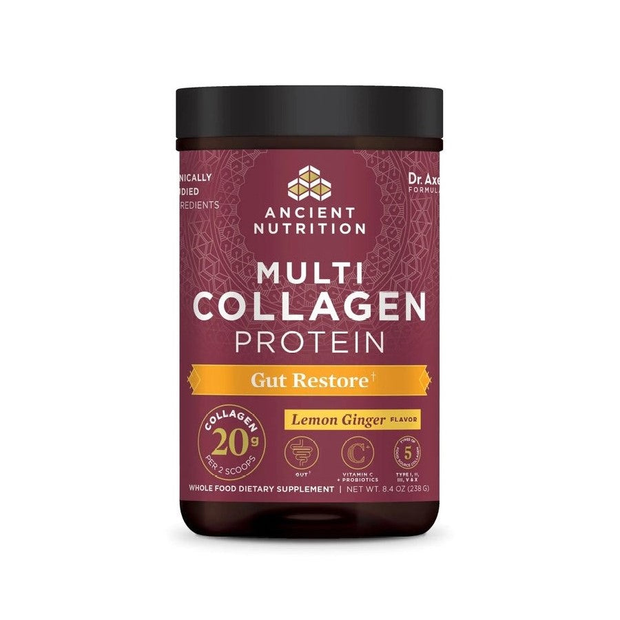 Ancient Nutrition Multi Collagen Protein Gut Restore - Lemon Ginger (273.6g)