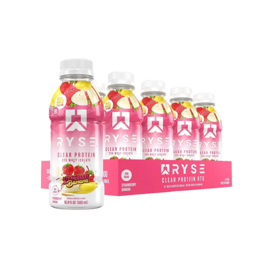 RYSE Clear Whey Isolate Protein Shake - Strawberry Banana (12 Pack)